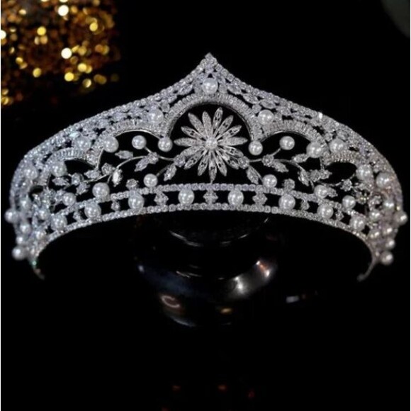 Garden Of Pearls is a Unique one-of-a-kind 7-piece Tiara Bridal Ensemble main image 9